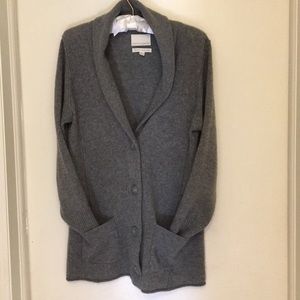 Gray cashmere v-neck cardigan